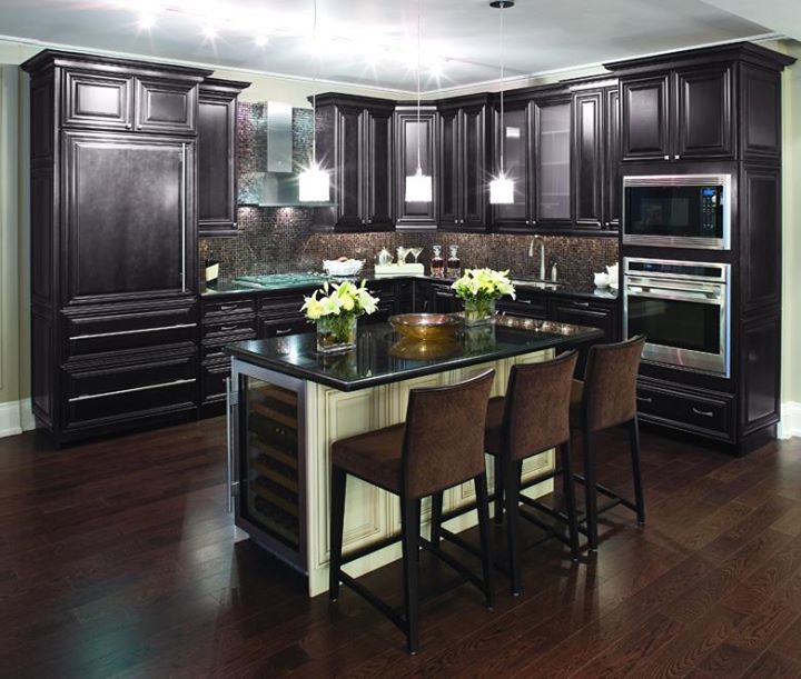 kitchen with brown cabinets