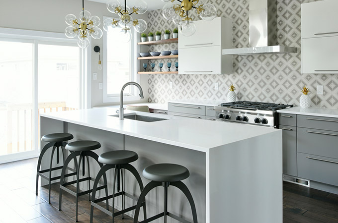 open concept shelving in kitchen